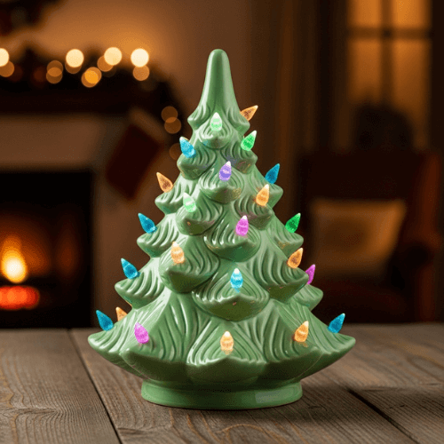 ceramic christmas trees with lights